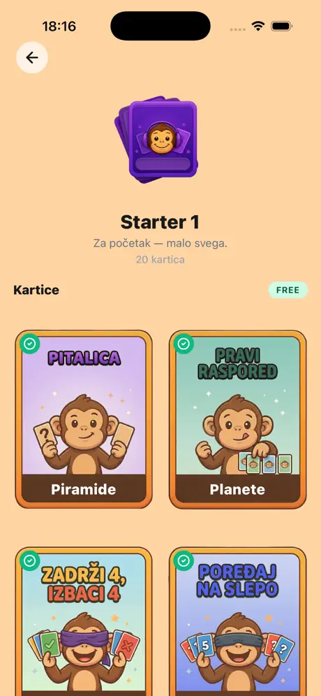 Slušaj Sad Ovo aplikacija - izgled špila