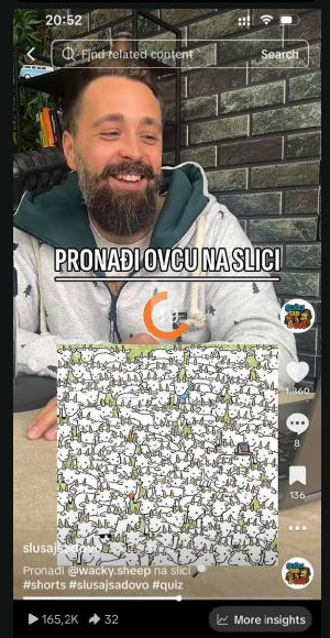 Primer plasiranja proizvoda brenda u kviz formatu — ilustracija, nije stvarno sponzorstvo